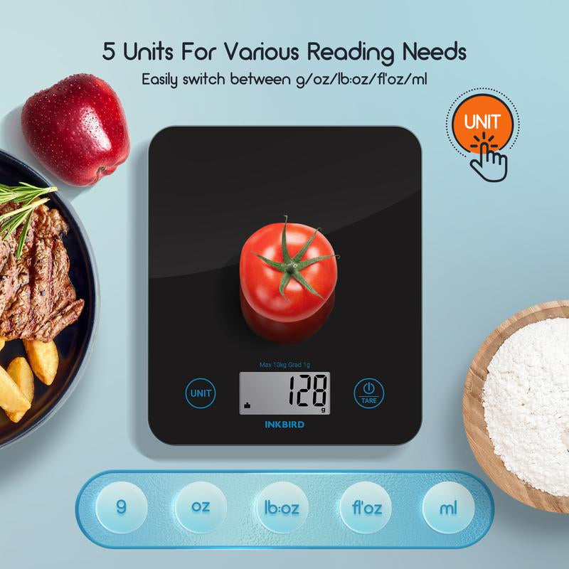 INKBIRD Electronic Scale, Kitchen Food Scale, Used for Baking, Desserts, Catering, Kitchen Tools Digital Weighing Machine Kitchenware Black