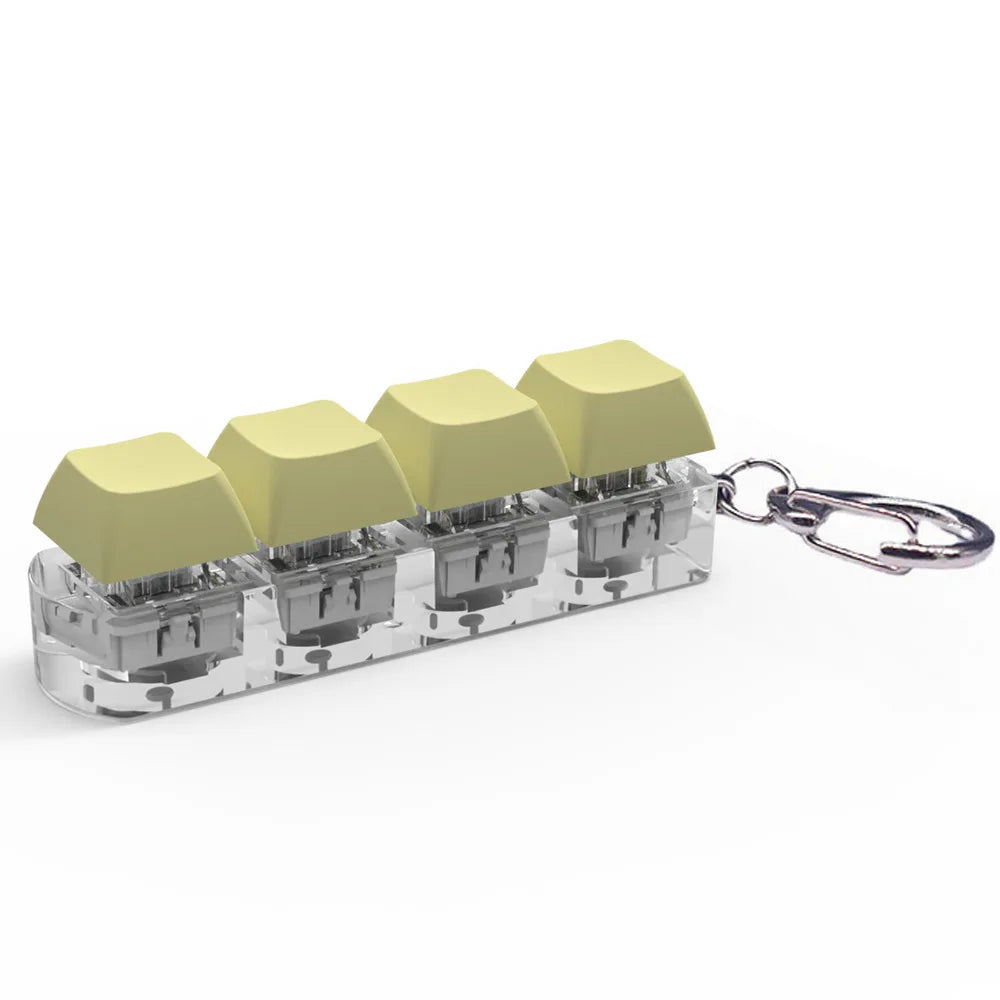 4 Keys Keycaps Keychain Toys with LED Light Decompression Toys Keyboard Fidget Keychain Stress Relief Fidget Keychain Button