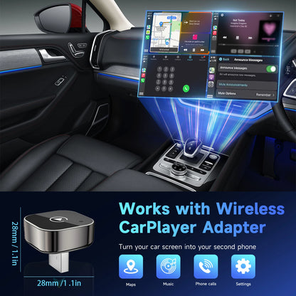 2 in 1 Wireless Carplay Adapter, Converts Wired to Wireless Carplay Adapter for Iphone and Android, Plug & Play Carplay