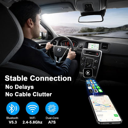 2 in 1 Wireless Carplay Adapter, Converts Wired to Wireless Carplay Adapter for Iphone and Android, Plug & Play Carplay