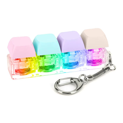 4 Keys Keycaps Keychain Toys with LED Light Decompression Toys Keyboard Fidget Keychain Stress Relief Fidget Keychain Button
