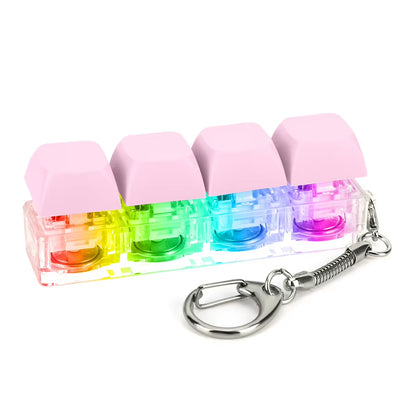 4 Keys Keycaps Keychain Toys with LED Light Decompression Toys Keyboard Fidget Keychain Stress Relief Fidget Keychain Button
