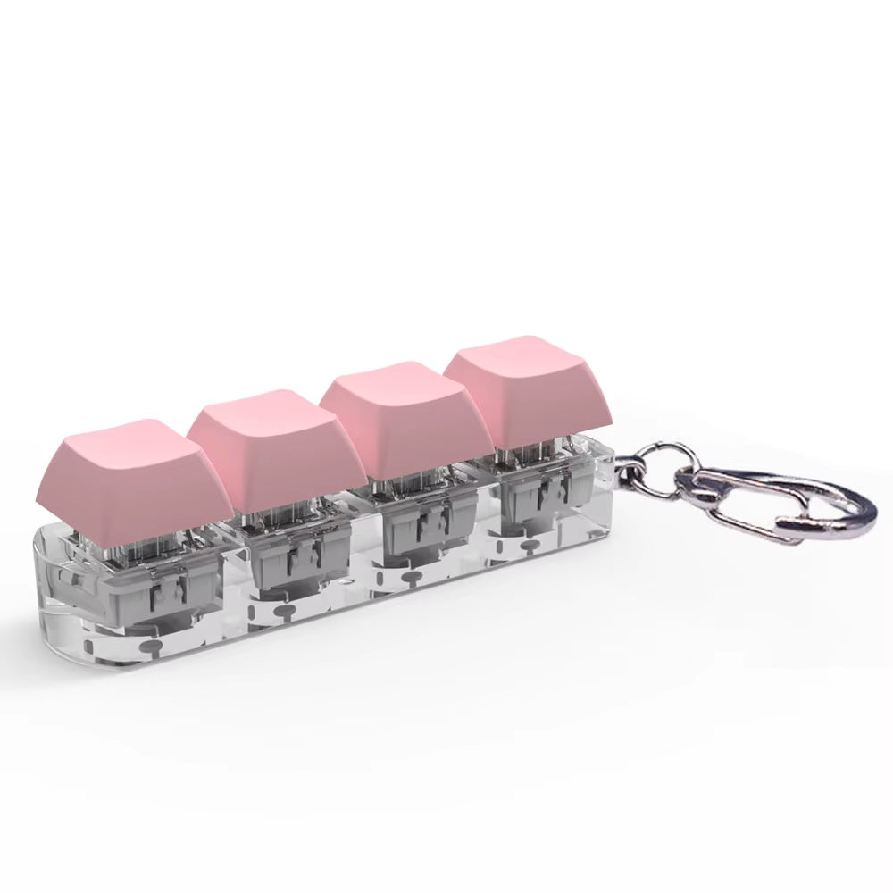 4 Keys Keycaps Keychain Toys with LED Light Decompression Toys Keyboard Fidget Keychain Stress Relief Fidget Keychain Button