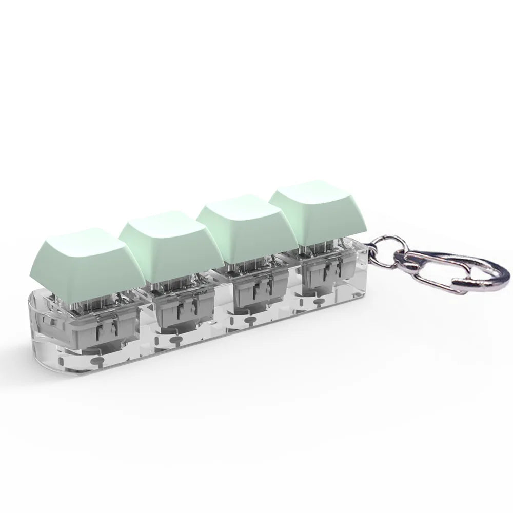 4 Keys Keycaps Keychain Toys with LED Light Decompression Toys Keyboard Fidget Keychain Stress Relief Fidget Keychain Button