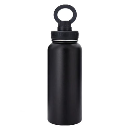 Insulated Stainless Steel Water Bottle with Magnetic Phone Holder - 1000ml Capacity for 12/24 Hours Temperature Retention