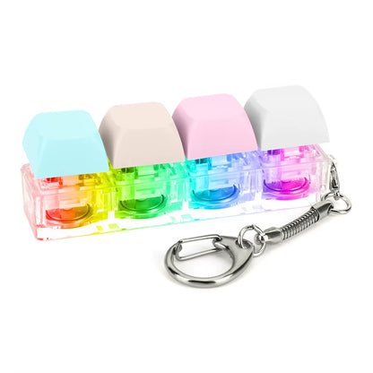 4 Keys Keycaps Keychain Toys with LED Light Decompression Toys Keyboard Fidget Keychain Stress Relief Fidget Keychain Button