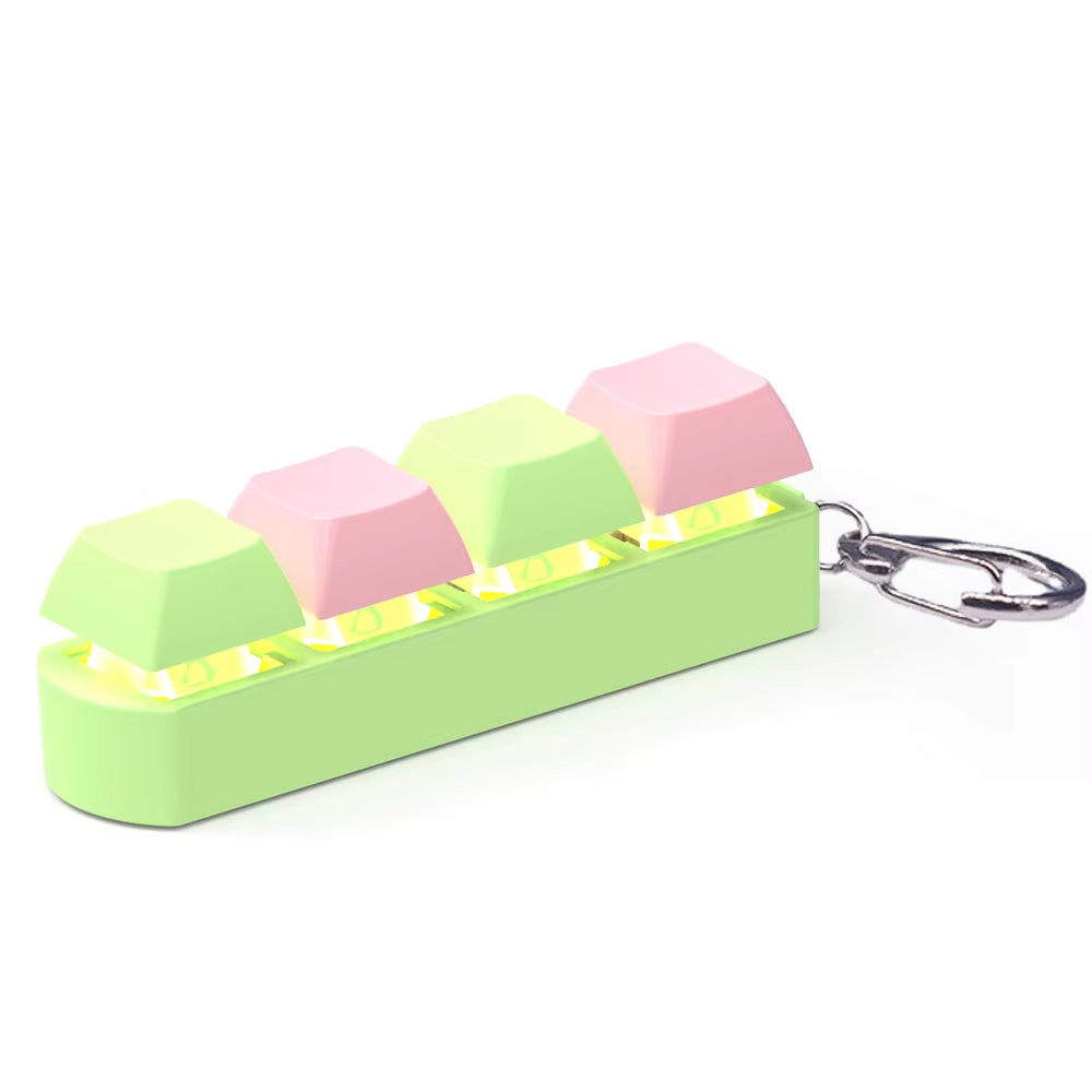 4 Keys Keycaps Keychain Toys with LED Light Decompression Toys Keyboard Fidget Keychain Stress Relief Fidget Keychain Button
