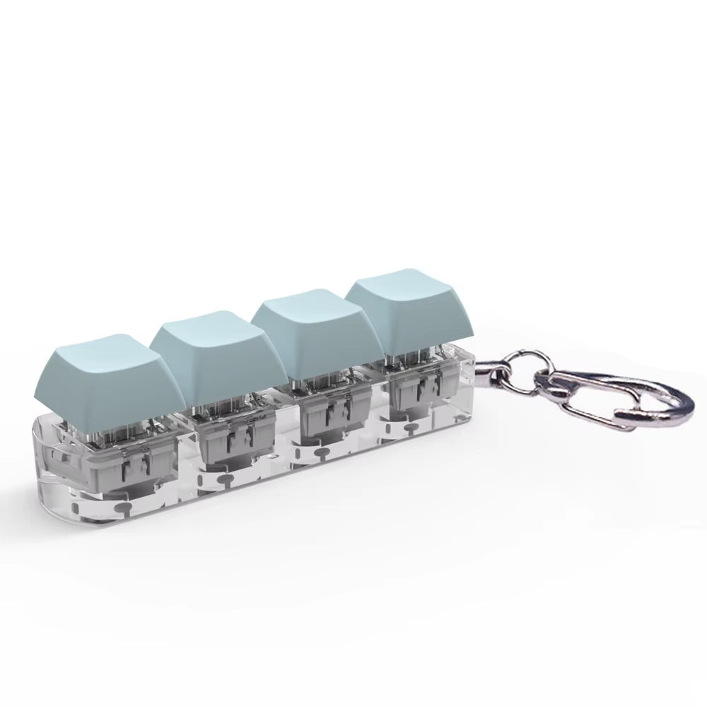 4 Keys Keycaps Keychain Toys with LED Light Decompression Toys Keyboard Fidget Keychain Stress Relief Fidget Keychain Button