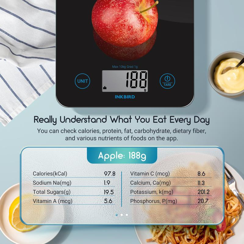 INKBIRD Electronic Scale, Kitchen Food Scale, Used for Baking, Desserts, Catering, Kitchen Tools Digital Weighing Machine Kitchenware Black