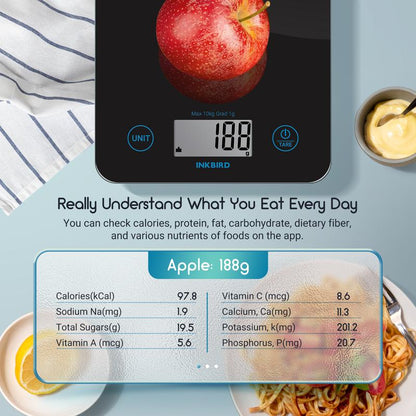 INKBIRD Electronic Scale, Kitchen Food Scale, Used for Baking, Desserts, Catering, Kitchen Tools Digital Weighing Machine Kitchenware Black
