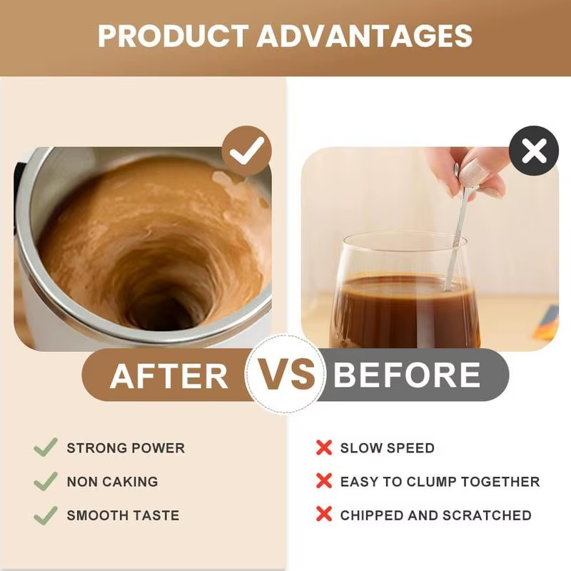 Magnetic Stirring Coffee Mug Electric Rechargeable Self Stirring Cup with LCD Thermometer for Milk Cocoa Office Kitchen Travel