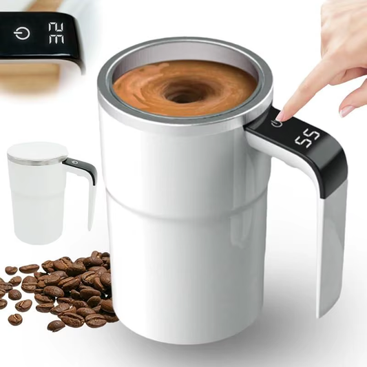 Magnetic Stirring Coffee Mug Electric Rechargeable Self Stirring Cup with LCD Thermometer for Milk Cocoa Office Kitchen Travel