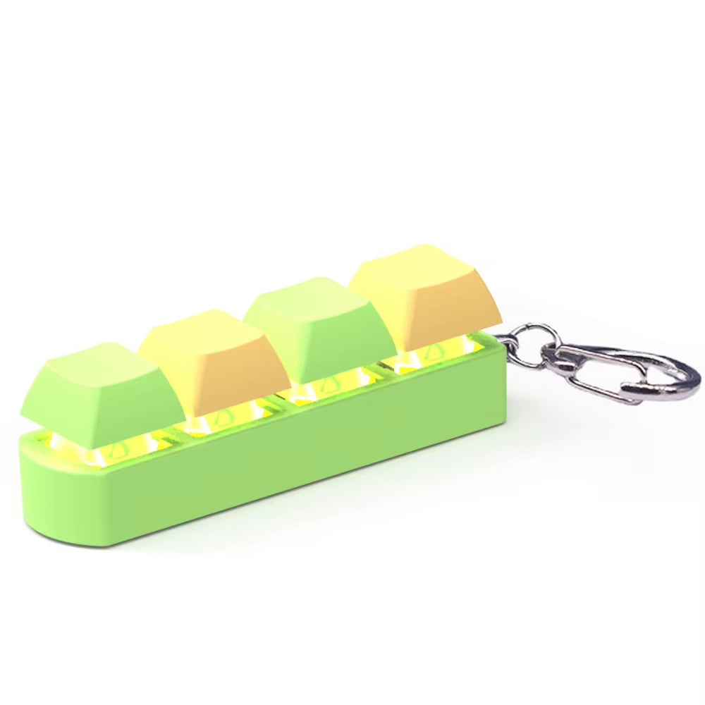 4 Keys Keycaps Keychain Toys with LED Light Decompression Toys Keyboard Fidget Keychain Stress Relief Fidget Keychain Button