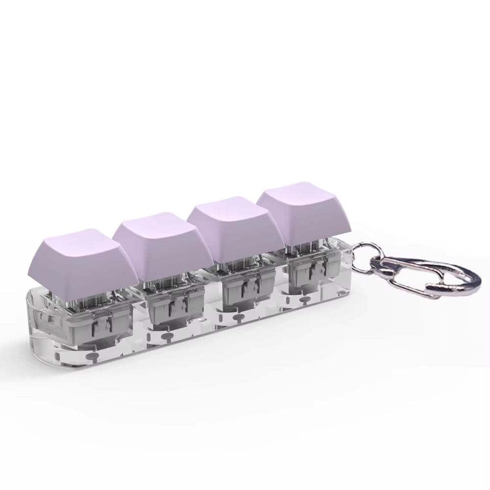 4 Keys Keycaps Keychain Toys with LED Light Decompression Toys Keyboard Fidget Keychain Stress Relief Fidget Keychain Button