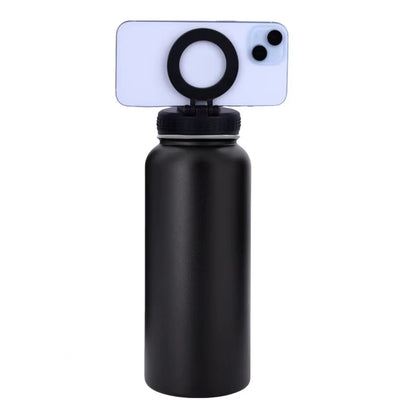 Insulated Stainless Steel Water Bottle with Magnetic Phone Holder - 1000ml Capacity for 12/24 Hours Temperature Retention