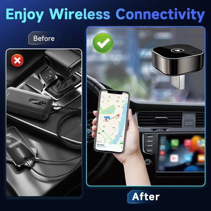 2 in 1 Wireless Carplay Adapter, Converts Wired to Wireless Carplay Adapter for Iphone and Android, Plug & Play Carplay